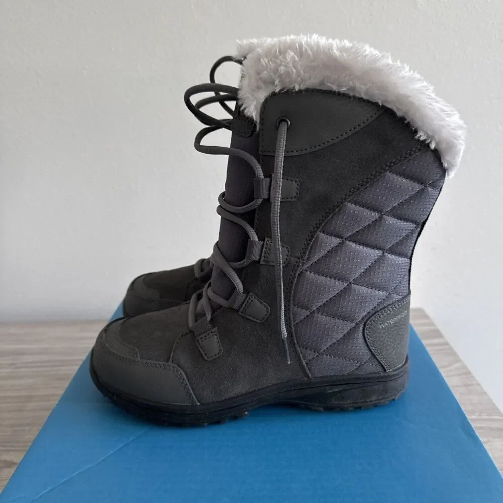 Columbia Women's Ice Maiden II Snow Boots Waterproof Grey Size 6‎ W Box